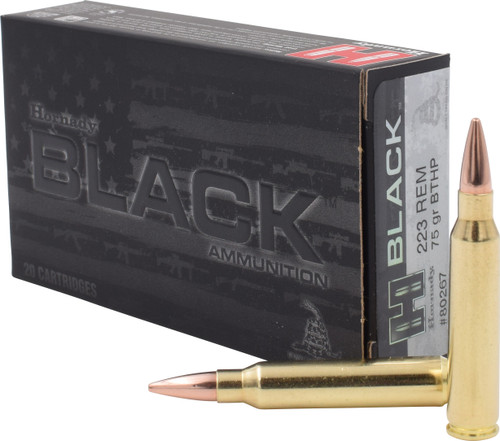 Hornady 80267 Black  223Rem 75gr Boat Tail Hollow Point 20 Per Box/10 Case                                                                                                                              