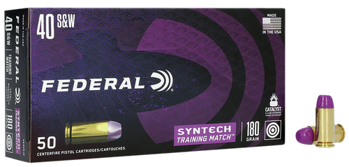 Federal AE40SJ2 Syntech Training Match 40S&W 180gr Total Syntech Jacket Flat Nose 50 Per Box/10 Case                                                                                                    