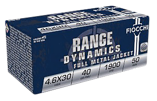 Fiocchi 46EXA Range Dynamics  4.6x30mmH&K 40gr Full Metal Jacket 50 Per Box/20 Case                                                                                                                     