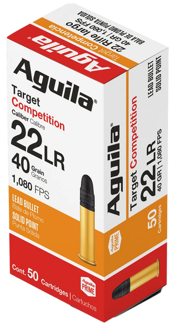 Aguila 1B220514 Competition  22LR 40gr Lead Solid Point 50 Per Box/20 Case                                                                                                                              