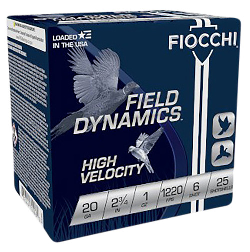Fiocchi 20HV6 Field Dynamics High Velocity 20Gauge 2.75" 1oz 6Shot 25 Per Box/10 Case                                                                                                                   
