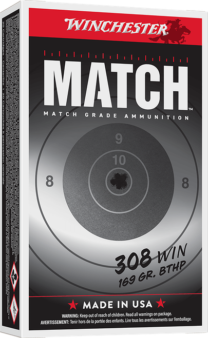 Winchester Ammo S308M2 Match Elite Marksman 308Win 169gr Sierra MatchKing BTHP 20 Per Box/10 Case                                                                                                       