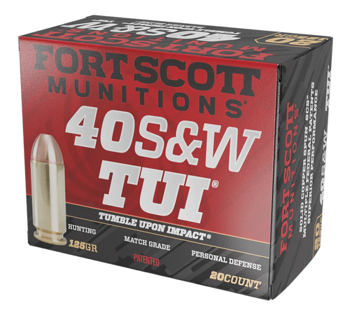 Fort Scott Munitions 400125SCV Tumble Upon Impact (TUI)  40S&W 125gr Solid Copper Spun 20 Per Box/25 Case                                                                                               