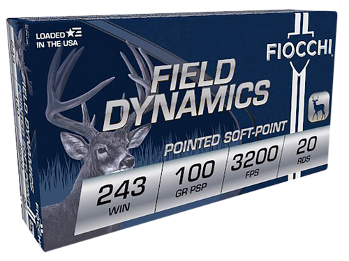 Fiocchi 243SPD Field Dynamics  243Win 100gr Pointed Soft Point 20 Per Box/10 Case                                                                                                                       