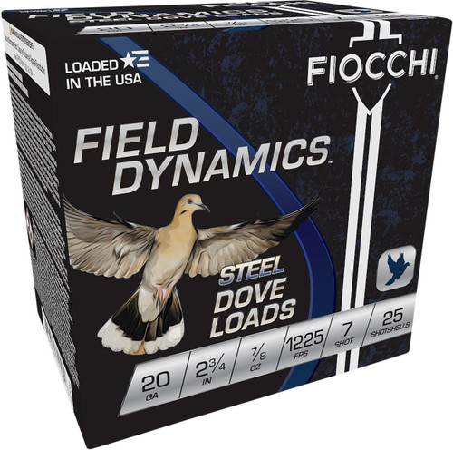 Fiocchi 20DLS7 Field Dynamics Dove & Quail 20Gauge 2.75" 7/8oz 7Shot 25 Per Box/10 Case                                                                                                                 