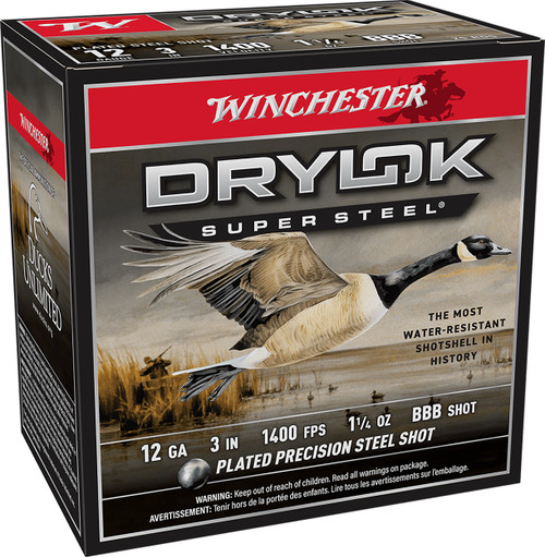 Winchester Ammo XSC123BBB Drylok Super Steel Magnum 12Gauge 3" 1 1/4oz BBBShot 25 Per Box/10 Case                                                                                                       