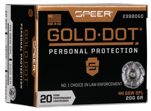 Speer 23980GD Gold Dot Personal Protection 44S&WSpl 200gr Hollow Point 20 Per Box/10 Case                                                                                                               