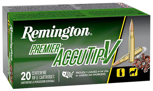 Remington Ammunition 29184 Premier Accutip-V 223Rem 50gr AccuTip V Boat Tail 20 Per Box/10 Case                                                                                                         