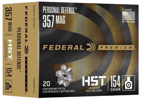 Federal P357HST1S Premium Personal Defense 357Mag 154gr HST Jacketed Hollow Point 20 Per Box/10 Case                                                                                                    