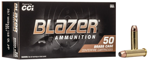 CCI 5207 Blazer Brass Handgun 357Mag 158gr Jacketed Hollow Point 50 Per Box/20 Case                                                                                                                     