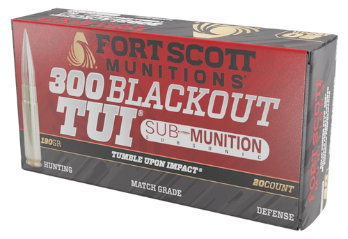 Fort Scott Munitions 300190SCVSS Tumble Upon Impact (TUI) Rifle 300Blackout 190gr Solid Copper Spun 20 Per Box/25 Case                                                                                  