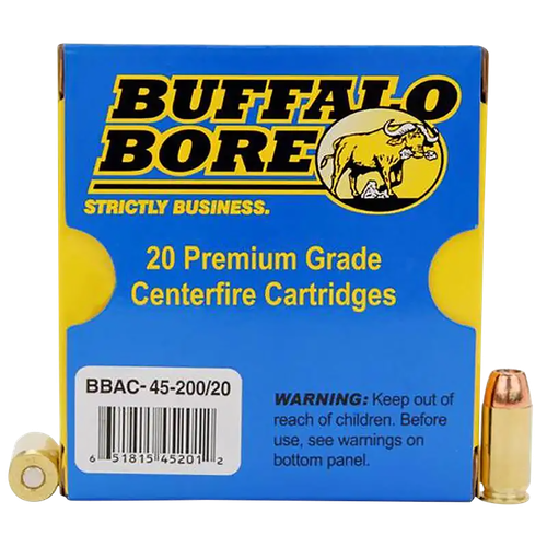 Buffalo Bore Ammunition 4520020 Personal Defense Strictly Business 45ACP +P 200gr Jacket Hollow Point 20 Per Box/12 Case                                                                                