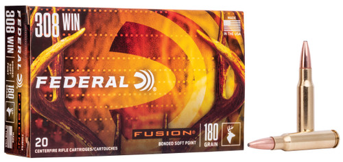 Federal F308FS3 Fusion  308Win 180gr Bonded Soft Point 20 Per Box/10 Case                                                                                                                               