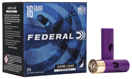 Federal H1634 Game-Shok High Brass 16Gauge 2.75" 1 1/8oz 4Shot 25 Per Box/10 Case                                                                                                                       
