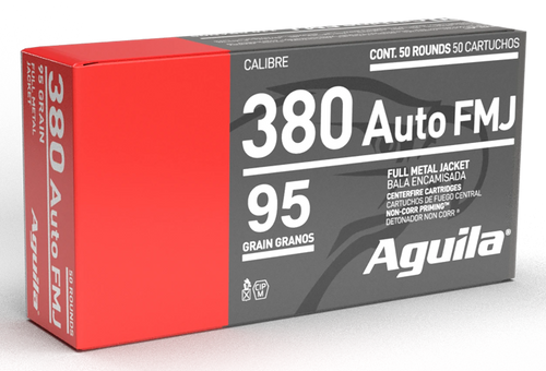 Aguila 1E802380   380ACP 95gr Full Metal Jacket 50 Per Box/10 Case                                                                                                                                      