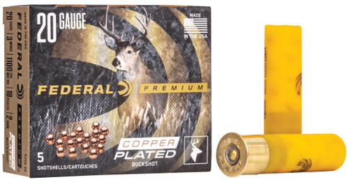 Federal P2582B Premium Magnum 20Gauge 3" 18Pellets 1 1/4oz 2BuckShot 5 Per Box/50 Case                                                                                                                  