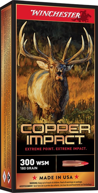 Winchester Ammo X300SCLF2 Copper Impact  300WSM 180gr Copper Extreme Point Lead Free 20 Per Box/10 Case                                                                                                 