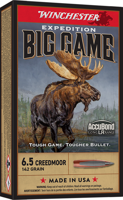 Winchester Ammo S65LR Expedition Big Game Long Range 6.5Creedmoor 142gr Nosler AccuBond Long Range 20 Per Box/10 Case                                                                                   