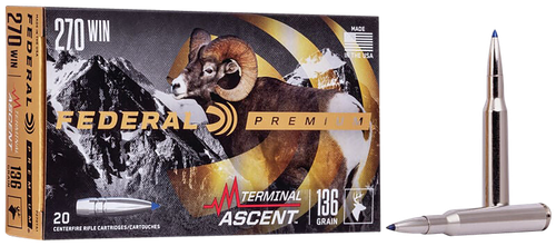 Federal P270TA1 Premium Terminal Ascent 270Win 136gr 20 Per Box/10 Case                                                                                                                                 