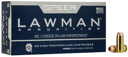 Speer 53880 Lawman Training Clean-Fire 40S&W 180gr Total Metal Jacket Round Nose 50 Per Box/20 Case                                                                                                     