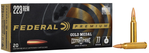Federal GM223OTM3 Premium Gold Medal 223Rem 77gr Open Tip Match 20 Per Box/10 Case                                                                                                                      