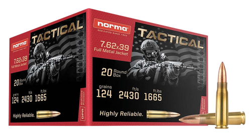 Norma Ammunition 295540020 Range & Training  7.62x39mm 124gr 20 Per Box/50 Case                                                                                                                         