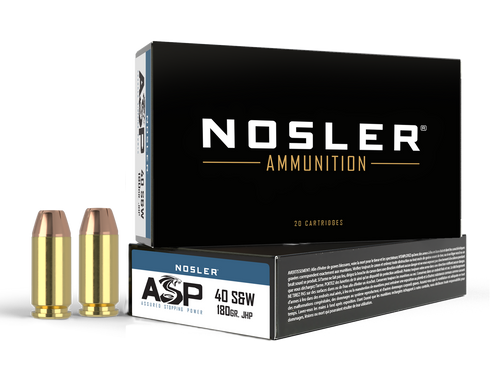 Nosler 51212 Assured Stopping Power Handgun 40S&W 180gr Jacketed Hollow Point 50 Per Box/10 Case                                                                                                        