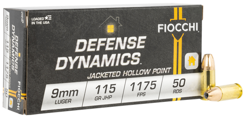 Fiocchi 9APHP Defense Dynamics  9mmLuger 115gr Jacketed Hollow Point 50 Per Box/20 Case                                                                                                                 