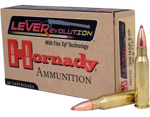 Hornady 82733 LEVERevolution  308MarlinExpress 160gr Flex Tip eXpanding 20 Per Box/10 Case                                                                                                              