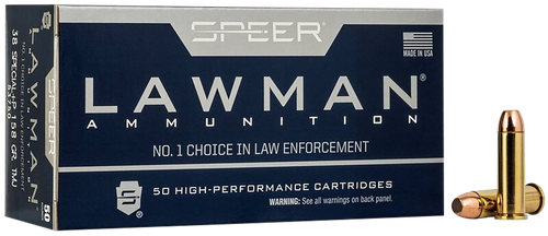 Speer 53750 Lawman  38Special+P 158gr Total Metal Jacket Round Nose 50 Per Box/20 Case                                                                                                                  
