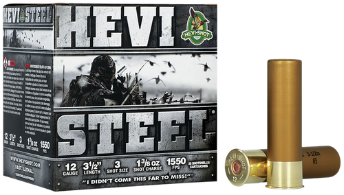 HEVI-Shot HS65003 HEVI-Steel  12Gauge 3.50" 1 3/8oz 3Shot 25 Per Box/10 Case                                                                                                                            