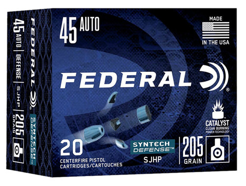 Federal S45SJT1 Syntech Defense 45ACP 205gr Segmented Jacketed Hollow Point 20 Per Box/10 Case                                                                                                          