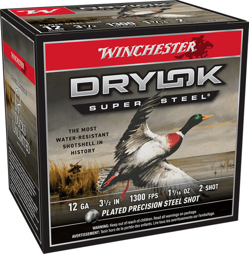 Winchester Ammo XSM12L2 Drylok Super Steel Magnum 12Gauge 3.50" 1 9/16oz 2Shot 25 Per Box/10 Case                                                                                                       