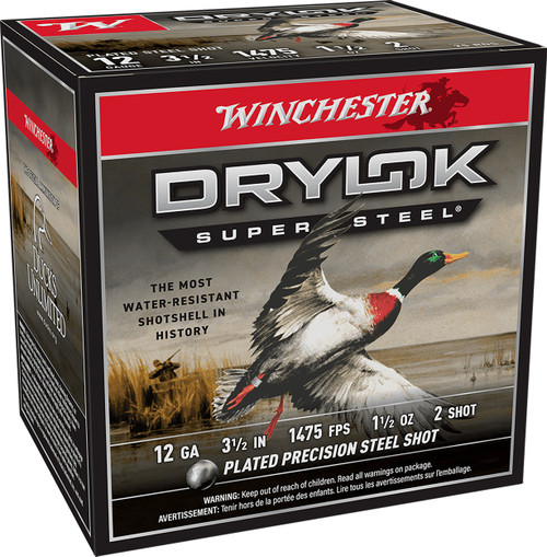 Winchester Ammo SSH12LH2 Drylok Super Steel High Velocity 12Gauge 3.50" 1 1/2oz 2Shot 25 Per Box/10 Case                                                                                                