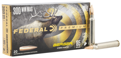 Federal P300WBCH1 Premium  300WinMag 185gr Berger Hybrid Hunter 20 Per Box/10 Case                                                                                                                      