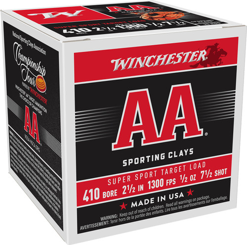 Winchester Ammo AASC417 AA Super Sport Sporting Clay 410Gauge 2.50" 1/2oz 7.5Shot 25 Per Box/10 Case                                                                                                    