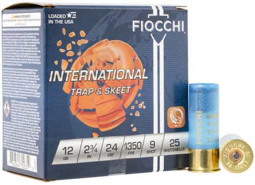 Fiocchi 12IN249 Exacta Target International Trap & Skeet 12Gauge 2.75" 24gram 9Shot 25 Per Box/10 Case                                                                                                  