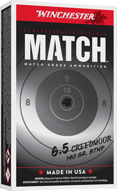 Winchester Ammo S65CM Match  6.5Creedmoor 140gr Sierra MatchKing BTHP 20 Per Box/10 Case                                                                                                                