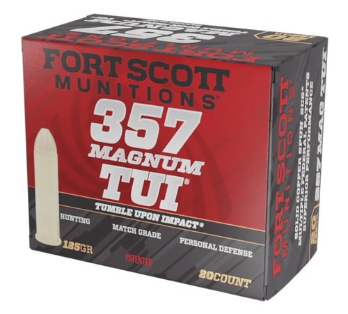 Fort Scott Munitions 357MAG125SCV Tumble Upon Impact (TUI)  357Mag 125gr Solid Copper Spun 20 Per Box/25 Case                                                                                           