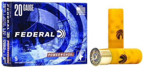 Federal F2033B Power-Shok Magnum 20Gauge 2.75" 20Pellets 1oz 3BuckShot 5 Per Box/50 Case                                                                                                                