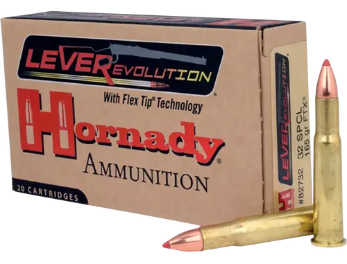 Hornady 82732 LEVERevolution  32WinSpecial 165gr Flex Tip eXpanding 20 Per Box/10 Case                                                                                                                  