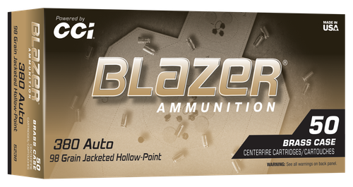CCI 5238 Blazer  380ACP 98gr Jacketed Hollow Point 50/Box                                                                                                                                               