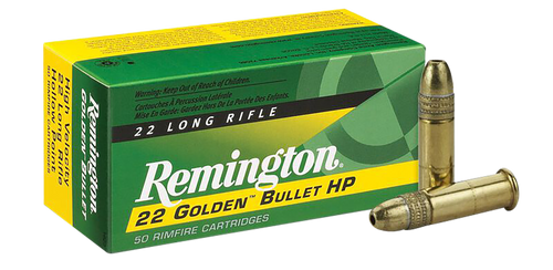 Remington Ammunition 21008 Golden Bullet Rimfire 22LR 36gr Plated Hollow Point 50 Per Box/100 Case                                                                                                      