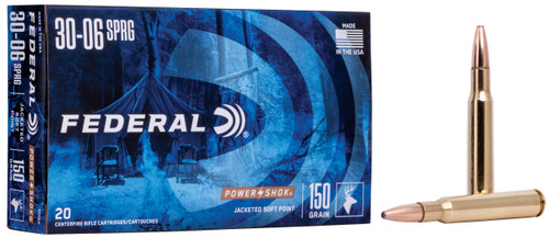Federal 3006A Power-Shok  30-06Springfield 150gr Jacketed Soft Point 20 Per Box/10 Case                                                                                                                 