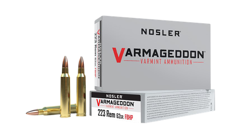 Nosler 40223 Varmageddon  223Rem 62gr Flat Base Hollow Point 20 Per Box/20 Case                                                                                                                         