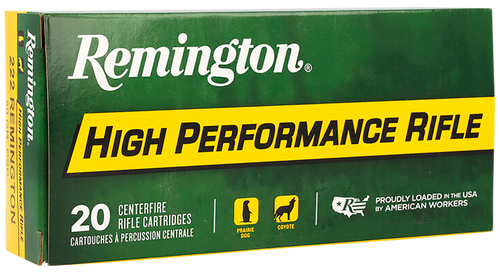 Remington Ammunition 21303 High Performance Rifle 222Rem 50gr Pointed Soft Point 20 Per Box/10 Case                                                                                                     