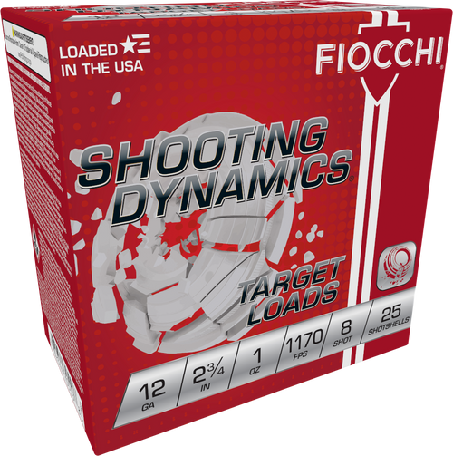 Fiocchi 12SD1L8 Shooting Dynamics Target 12Gauge 2.75" 1oz 8Shot 25 Per Box/10 Case                                                                                                                     