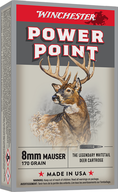 Winchester Ammo X8MM Power-Point  8mmMauser 170gr 20 Per Box/10 Case                                                                                                                                    