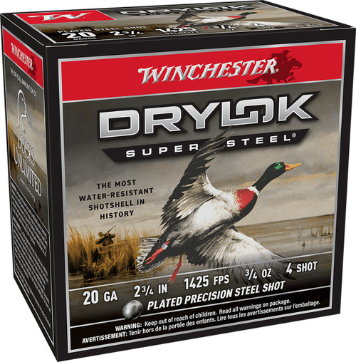 Winchester Ammo XS204 Drylok Super Steel Magnum 20Gauge 2.75" 3/4oz 4Shot 25 Per Box/10 Case                                                                                                            