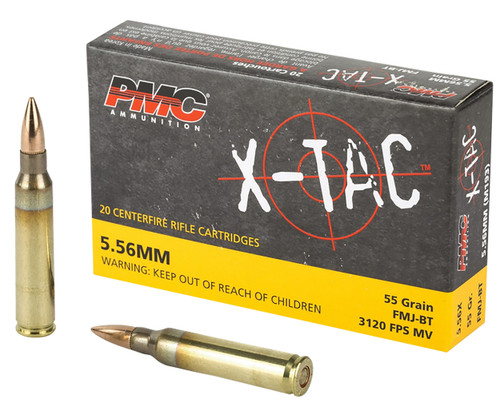 PMC 556X X-Tac  5.56x45mmNATO 55gr Full Metal Jacket Boat Tail 20 Per Box/50 Case                                                                                                                       